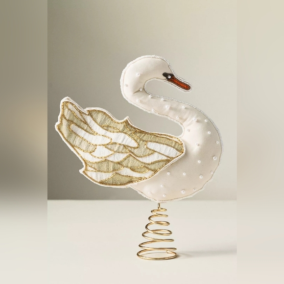Anthropologie Embroidered Swan Tree Topper - Picture 2 of 5